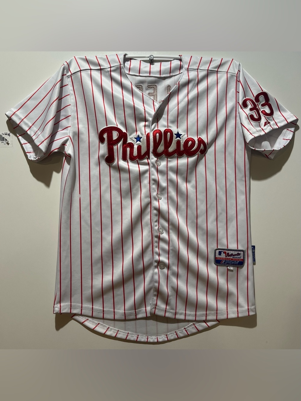 Majestic Philadelphia Phillies #33 LEE Jersey Sz Youth large
